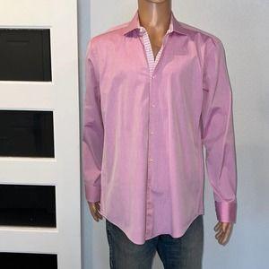 Boss Hugo Boss Slim Fit Mens Pink Long Sleeve Button Up Dress Shirt - 17
